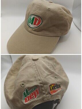 Vintage Y2K Mountain Dew x Doritos Strapback Hat Promo Dad Cap Embroidered Tan